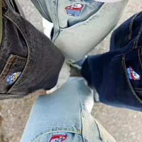 Big boy fashion hip-hop cartoon embroidery retro multiple loose jeans-2478