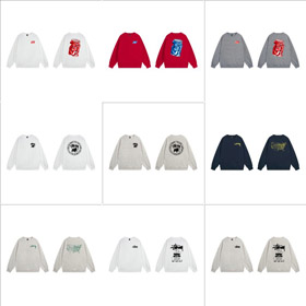 Stussy classic logo print black 8-ball crewneck sweatshirt-5279  